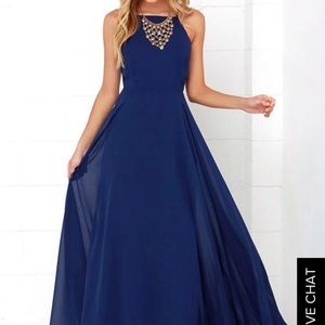 Lulus navy cross back prom dress